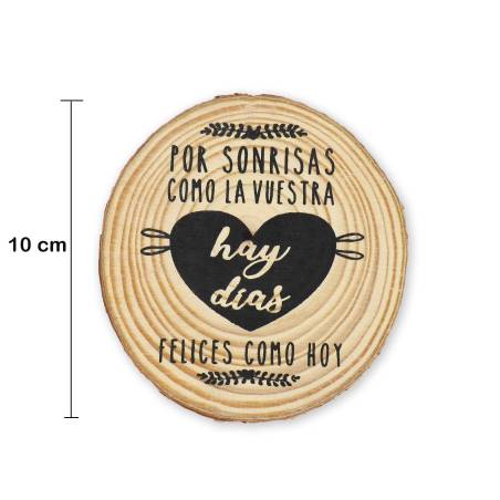 Pack de 4 posavasos tronco con frase Detalles boda - Detalles De Boda