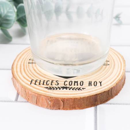 Pack de 4 posavasos tronco con frase Detalles boda - Detalles De Boda