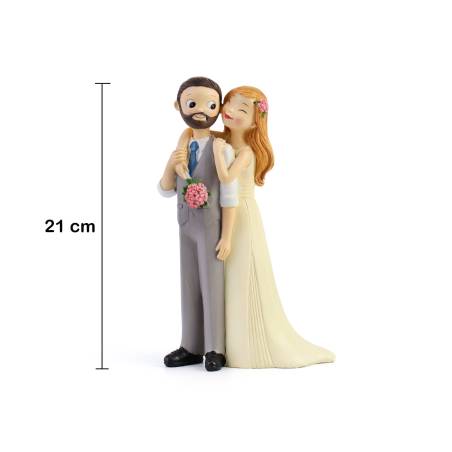 Figura para tarta de boda Novio con barba y novia pelirroja - Figuras tarta