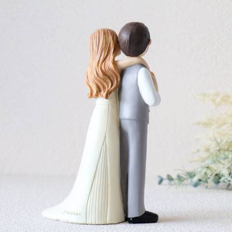 Figura para tarta de boda Novio con barba y novia pelirroja - Figuras tarta
