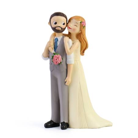 Figura para tarta de boda Novio con barba y novia pelirroja - Figuras tarta