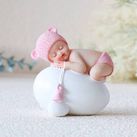 Figura de tarta para bautizo de niña durmiendo - Decoración De Bautizo