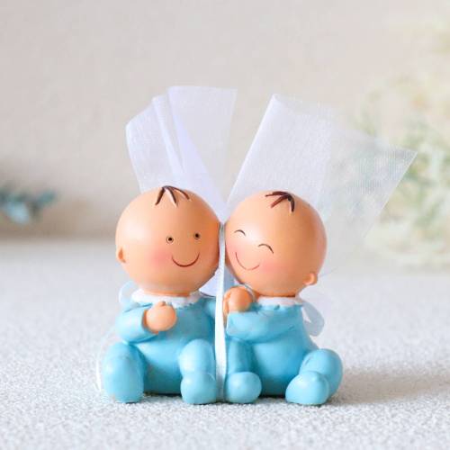 Figura de tarta para bautizo de gemelos con peladillas - Decoración De Bautizo