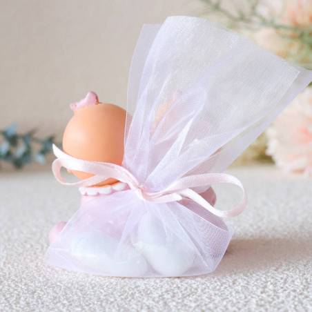 Figura de tarta para bautizo de gemelas con peladillas - Decoración De Bautizo