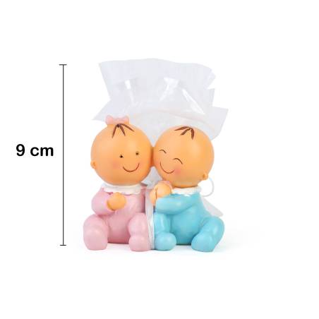 Figura de tarta para bautizo de mellizos con peladillas - Decoración De Bautizo