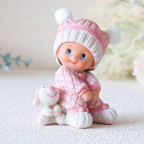 Figura de tarta para bautizo de niña con peluche - Decoración De Bautizo