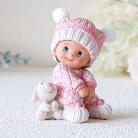 Figura de tarta para bautizo de niña con peluche - Decoración De Bautizo