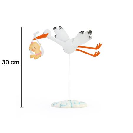 Figura para bautizo Cigüeña con niña de metal - Decoración De Bautizo