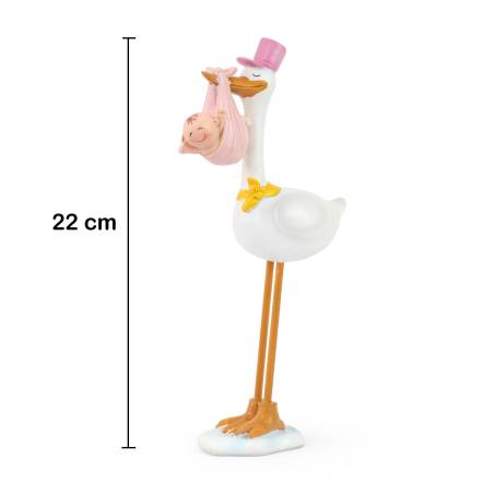 Figura para bautizo Cigüeña con niña - Decoración De Bautizo