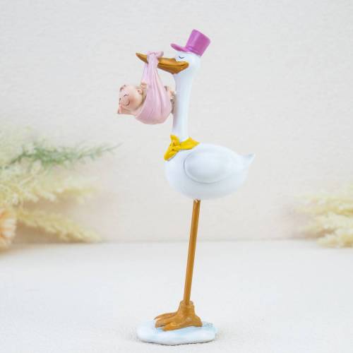 Figura para bautizo Cigüeña con niña - Decoración De Bautizo