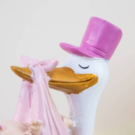 Figura para bautizo Cigüeña con niña - Decoración De Bautizo