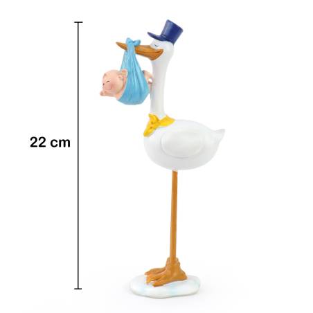 Figura para bautizo Cigüeña con niño - Decoración De Bautizo