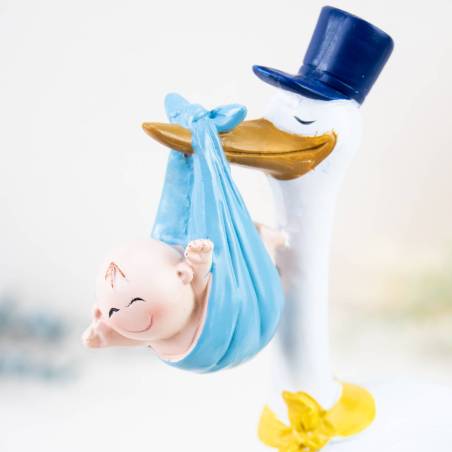 Figura para bautizo Cigüeña con niño - Decoración De Bautizo