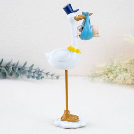 Figura para bautizo Cigüeña con niño - Decoración De Bautizo