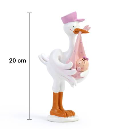 Figura para bautizo Cigüeña con niña - Decoración De Bautizo