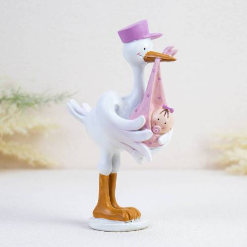 Figura para bautizo Cigüeña con niña - Decoración De Bautizo