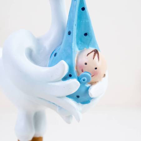Figura para bautizo Cigüeña con niño - Decoración De Bautizo