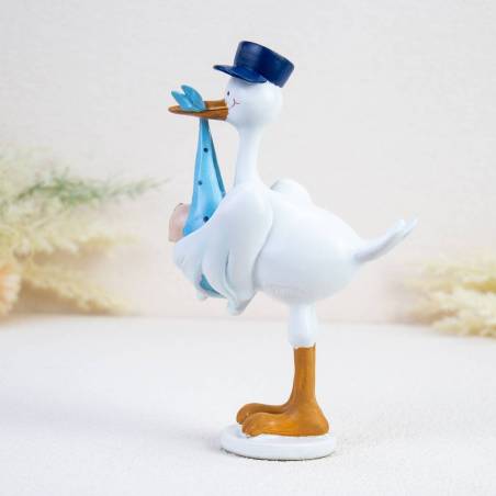 Figura para bautizo Cigüeña con niño - Decoración De Bautizo