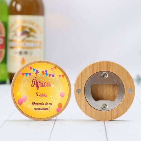 Abridor madera personalizado "Gold" con pegatina Detalle cumpleaños - Regalos personalizables cumpleaños