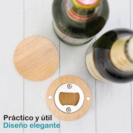 Abridor madera personalizado con pegatina Detalle boda - Detalles personalizables para Boda