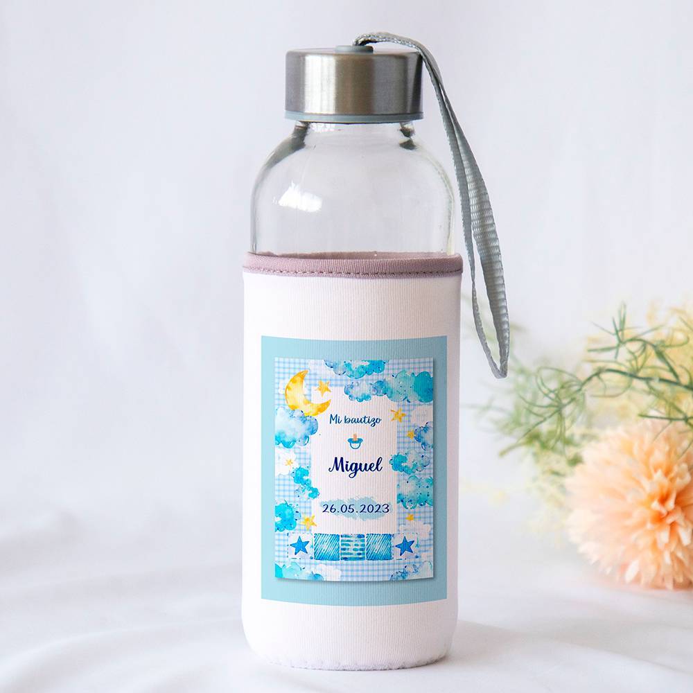 Botella personalizada Bautizo "Universo niño" Detalles de bautizo - Detalles personalizables para Bautizo