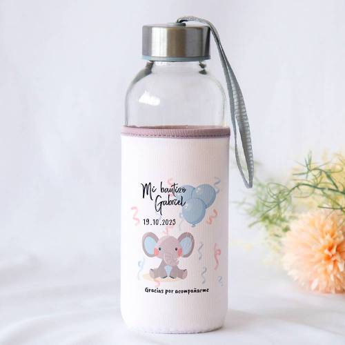 Botella personalizada Bautizo "Elefante niño" Detalles de bautizo - Detalles personalizables para Bautizo