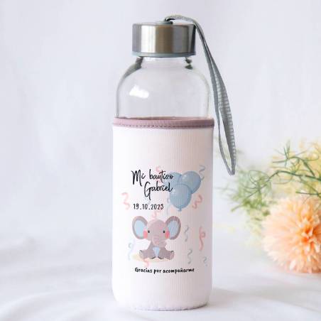 Botella personalizada Bautizo "Elefante niño" Detalles de bautizo - Detalles personalizables para Bautizo