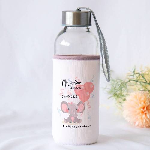 Botella personalizada Bautizo "Elefante niña" Detalles de bautizo - Detalles personalizables para Bautizo