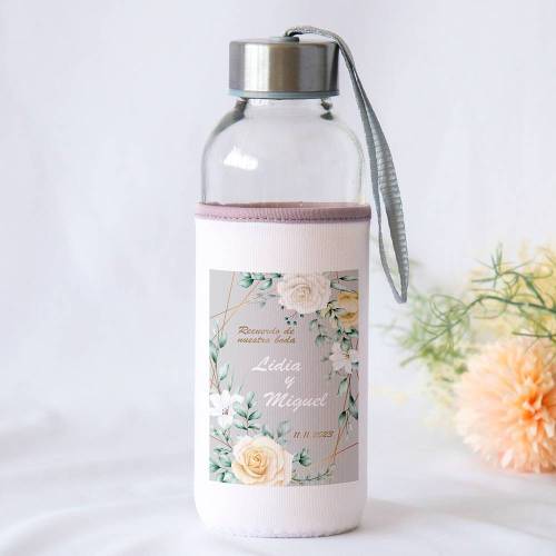 Botella personalizada Boda "Rosas" Detalles de boda - Detalles personalizables para Boda