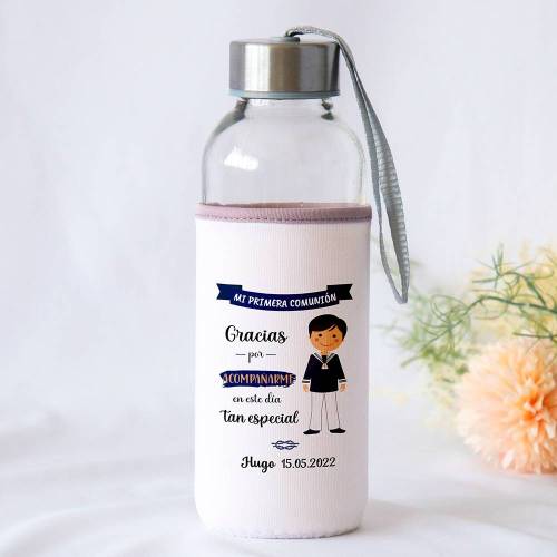 Botella personalizada Comunión "Muñeco" Detalles de comunión - Detalles personalizables para Comunión