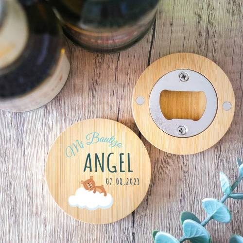Abridor de madera con grabación "Modelo Nube" Detalle bautizo - Detalles personalizables para Bautizo