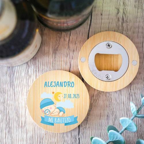 Abridor de madera con grabación "Modelo Dulces Sueños" Detalle bautizo - Detalles personalizables para Bautizo