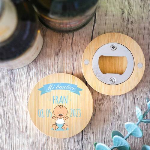 Abridor de madera con grabación "Modelo Olas" Detalle bautizo - Detalles personalizables para Bautizo