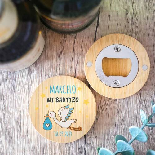 Abridor de madera con grabación "Modelo Noche" Detalle bautizo - Detalles personalizables para Bautizo