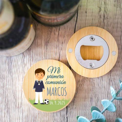 Abridor de madera con grabación "Modelo Fútbol" Detalle comunión - Detalles personalizables para Comunión