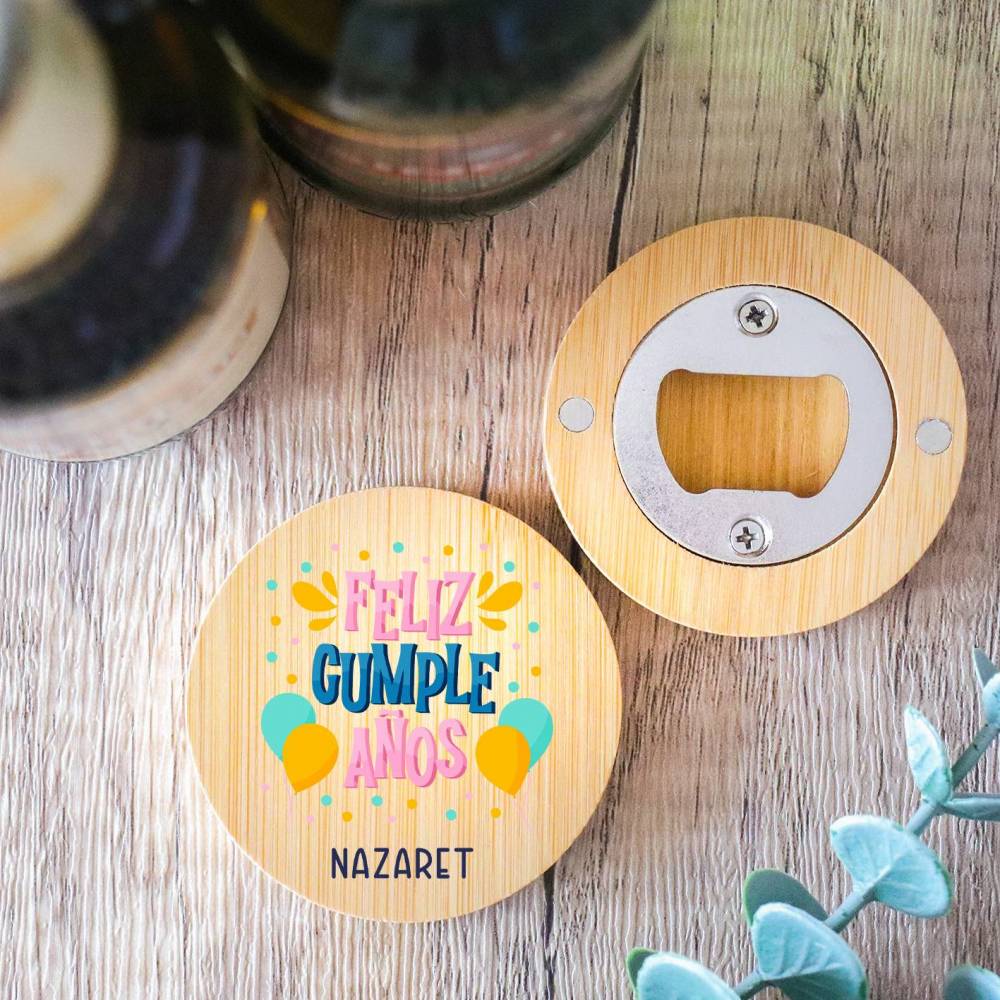 Abridor de madera con grabación "Modelo Fiesta" Detalle cumpleaños - Regalos personalizables cumpleaños