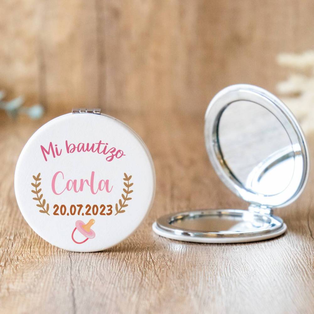 Espejo personalizado "Modelo Carla" Detalles bautizo - Detalles personalizables para Bautizo