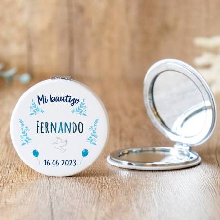 Espejo personalizado "Modelo Paloma Fernando" Detalles bautizo - Detalles personalizables para Bautizo