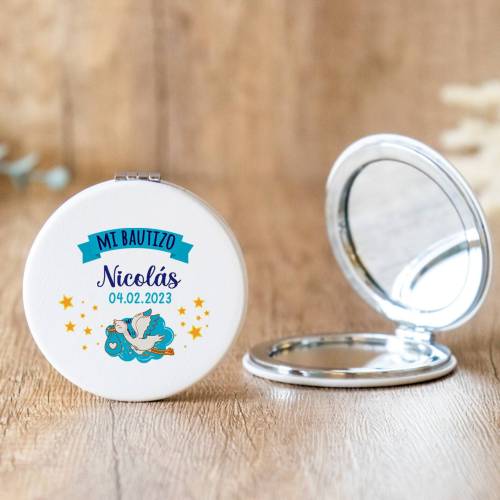 Espejo personalizado "Modelo Nicolás" Detalles bautizo - Detalles personalizables para Bautizo