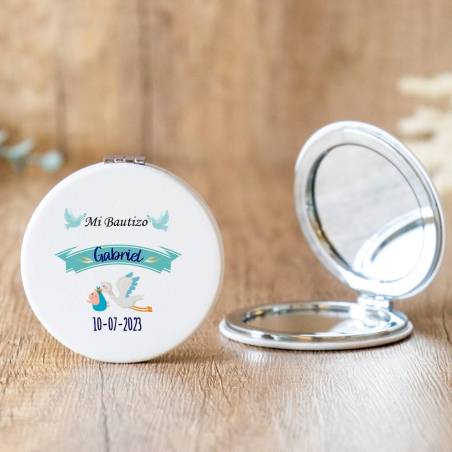 Espejo personalizado "Modelo Gabriel Cigüeña" Detalles bautizo - Detalles personalizables para Bautizo