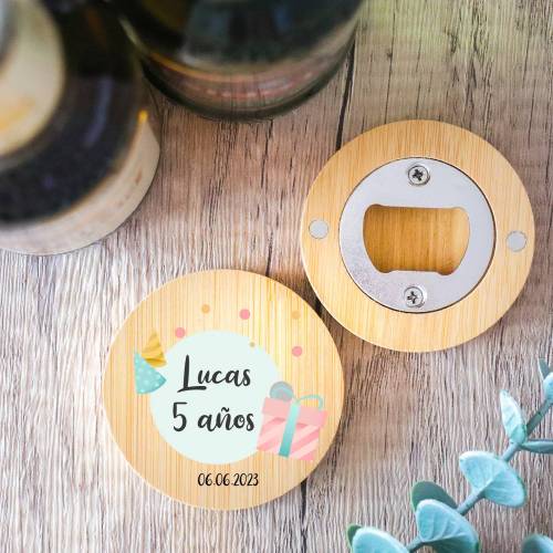 Abridor de madera con grabación "Modelo Regalo" Detalle cumpleaños - Regalos personalizables cumpleaños