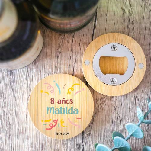 Abridor de madera con grabación "Modelo Confeti" Detalle cumpleaños - Regalos personalizables cumpleaños
