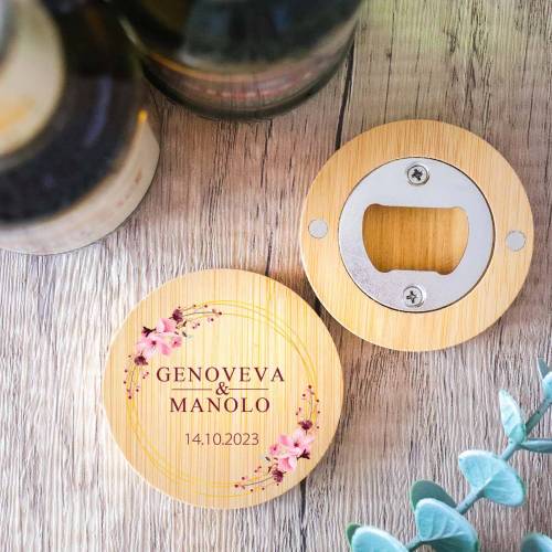 Abridor de madera con grabación "Modelo Pink Crown" Detalle boda - Detalles personalizables para Boda