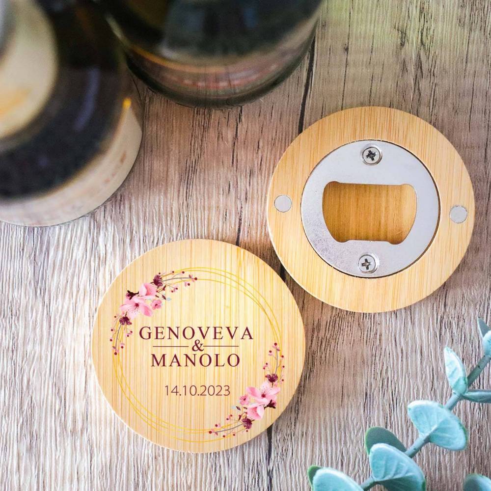 Abridor de madera con grabación "Modelo Pink Crown" Detalle boda - Detalles personalizables para Boda