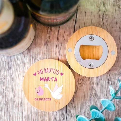 Abridor de madera con grabación "Modelo Cigüeña" Detalles bautizo - Detalles personalizables para Bautizo