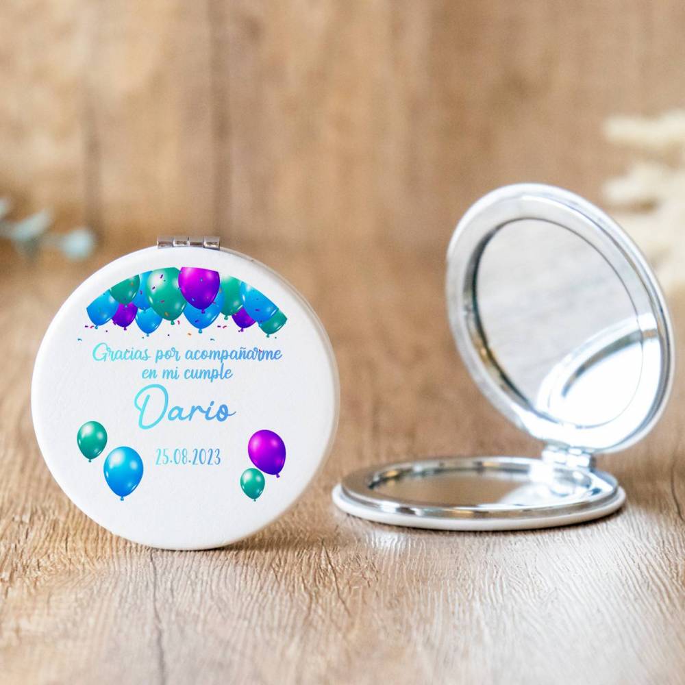 Espejo personalizado "Modelo Azul" Detalles cumpleaños - Regalos personalizables cumpleaños