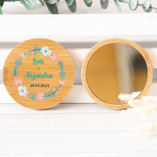 Espejo personalizado de madera "Modelo Summer" Detalles boda - Detalles personalizables para Boda