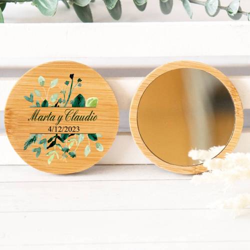 Espejo personalizado de madera "Modelo Nature" Detalles boda - Detalles personalizables para Boda