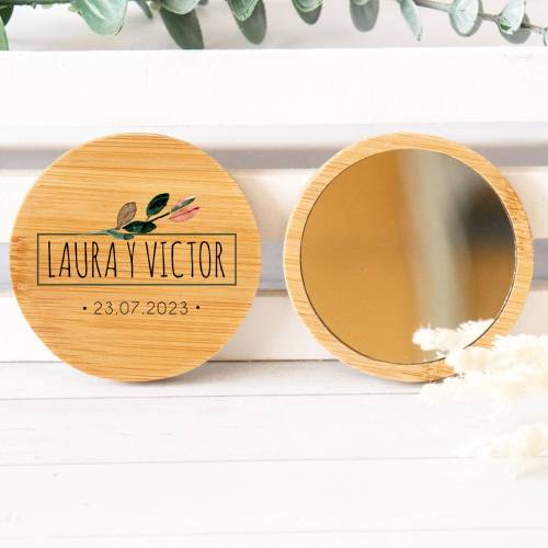 Espejo personalizado de madera "Modelo Ocaso" Detalles boda - Detalles personalizables para Boda