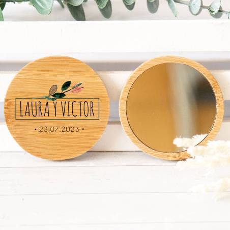 Espejo personalizado de madera "Modelo Ocaso" Detalles boda - Detalles personalizables para Boda